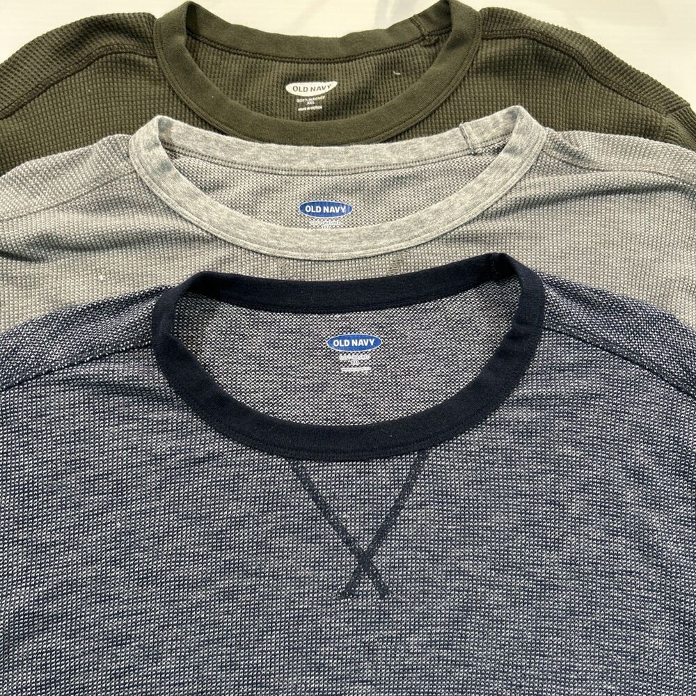 Old Navy Mens XXL Soft-Washed Thermal Waffle Long Sleeve Shirts Lot of 3